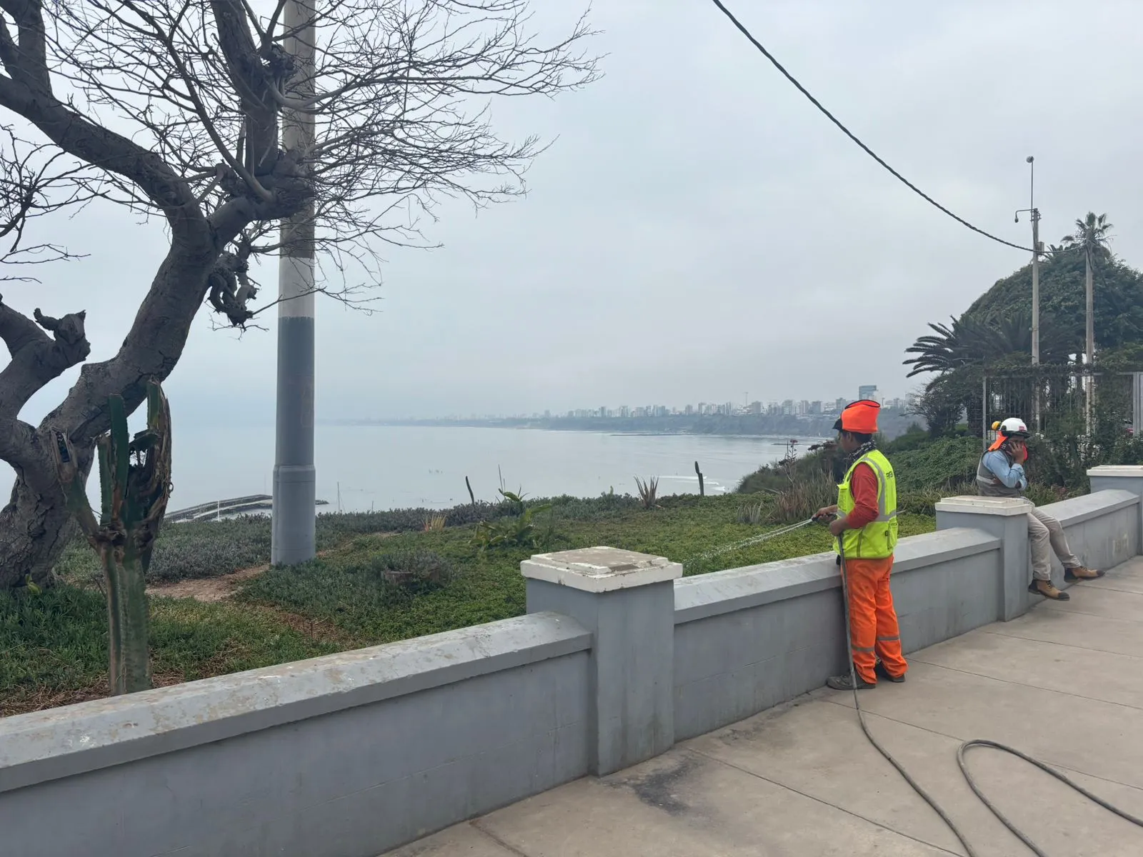 Frontera contribuye al cuidado del parque del Malecón Costa Sur en la cuadra 6
